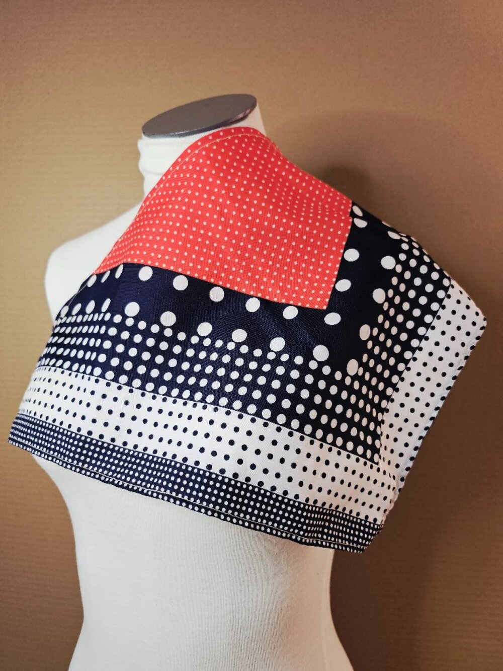 Vintage 60s/70s Mod Polka Dot Scarf - Red White & Blue Geometric